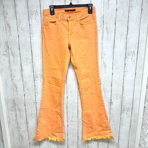 Rare Christopher Kane X J Brand Jeans Sz 27 Cotton Neon Orange Martini Flare